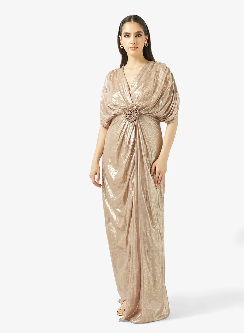 Elbow Length Sleeve Maxi Dress